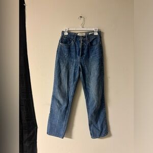 Denim Forum Joni High Rise Loose Jeans 29L Button Fly Straight Leg Aritzia Denim